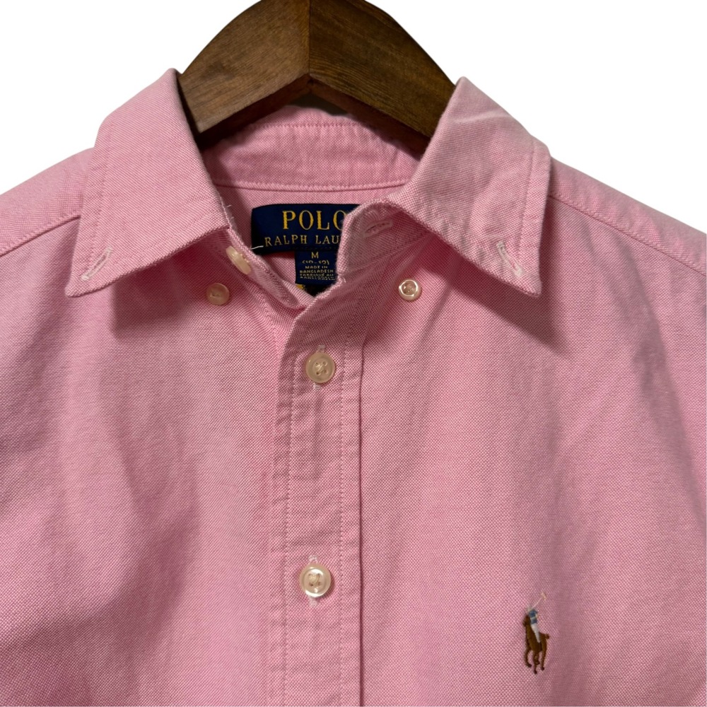 Polo Ralph Lauren Button Down Boys M 10-12 Pink Oxford Long Sleeve Pony Logo